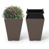 Set of 2 Square Taper Planter with Removable Inner Bucket and Optional Drainage Hole