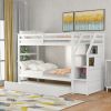 Twin-Over-Twin Bunk Bed with Twin Size Trundle and 3 Storage Stairs,White(OLD SKU :LP000064AAK)