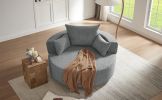 360Ã‚Â° Swivel Chair Accent Barrel Chair Swivel Round Sofa Chair with 3 Removable Pillows for Living Room, Bedroom, Office and Hotel, Grey