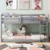 Twin over Twin Floor Bunk Bed with Ladder , Gray (Old SKU:WF281727AAE/WF286602AAE)