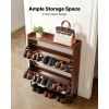 Shoe Cabinet with 2 Flip Drawers, Mid-Century Shoes Storage Cabinet with Anti-Tipping Device, Freestanding Fluted Shoe Organizer, Ideal for Entrance