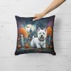 Westie Spooky Halloween Throw Pillow Machine Washable, Indoor Outdoor Decorative Pillow for Couch, Bed or Patio, 18Hx18W