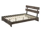 1pc Rustic King Platform Bed Slat Headboard Low-profile Bed Frame Brown Finish Contemporary Bedroom Furniture