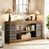 3-Tier Console Table 63 Inch Farmhouse Hallway Sofa Table Wood Storage Organizer Living Room Decorative Shelves