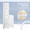 HOMCOM Tall Bathroom Storage Cabinet/Freestanding Linen Tower with 3-Tier Open Adjustable Shelf, White