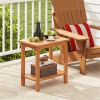 Solid Acacia Wood 2-Tier Side Table, 176 LBS Capacity Patio End Table for Garden