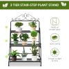 Outdoor Plant Stand, 3 Tier Metal Plant Shelf, Stair Style Flower Stand, Plant Display Storage Organizer for Indoor Outdoor Patio Balcony Yard