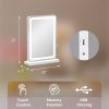 Vanity Mirror with Lights, 17" x 19" LED Makeup Mirror with Dimmable 3 Color Modes, Touch Screen Control Vanity Based Mirror Desk Mirror Square White