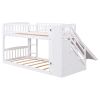 Stairway Twin over Twin Bunk Bed with Two Drawers and Slide, White(OLD SKU :LT000155AAK)