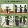High flower pot, plastic flower pot, black