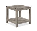 Rustic Gray Brown 3-Piece Cocktail Set Wooden Table Top Rectangular Coffee Table and Two Matching Square End Tables Living Room Wooden Furniture Retro