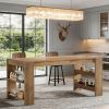 Kitchen Island, Large Home Bar Table with Double-Sided Storage Shelves