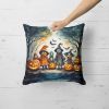 Trick or Treaters Spooky Halloween Throw Pillow Machine Washable, Indoor Outdoor Decorative Pillow for Couch, Bed or Patio, 18Hx18W