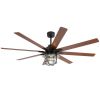 (Same as W882P212626) Modern 66 Inch Ceiling Fan With 6 Speed Wind 8 Blades Remote Control Reversible DC Motor With Light