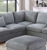 L-Sectional Sofa Corduroy Fog Color LAF And RAF Loveseats Corner Wedge Ottoman 4pcs Sectional Set Couch Living Room Furniture