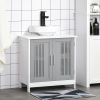 kleankin Under Sink Pedestal Storage Bathroom Cabinet, Gray White