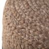 Lydia 18 inch Wide Round Pouf in Navy and Natural Hand Braided Jute