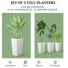 A set of 3 outdoor flower pots, conical flower pots, can save space, white