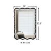 Solid Wood Wavy Rectangle Mirror-Black 40" x 28" Modern Mirror Wall Decor for Bathroom, Bedroom, Living Room, Dining Room, Cloakroom, Entryway
