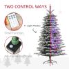 6.5 ft Pre-Lit Mountain Pine Artificial Christmas Tree, Snow Flocked Christmas Tree, Hinged Xmas Tree with 400 LED Lights and 990 Branch Tips for Holi