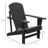 Outsunny Modern Adirondack Chair with Cupholder Supports 330 lbs for Patio Garden Lawn Black