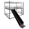 Twin Size House Loft Bed with Slide and Ladder, Black