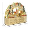 HOMCOM Christmas Advent Calendar, Countdown to Christmas Table Decoration with 24 Drawers, Lights, Battery Operated