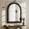 40"x30" Arched Bathroom Mirror with Wooden Frame Decorative Wall Mounted Mirror, Black