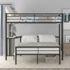 Twin Over Full Metal Bunk Bed with Desk, Ladder and Quality Slats for Bedroom, Metallic Black(OLD SKU :LP000092AAB)