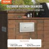 14x8.5 Inch Outdoor Kitchen Drawers Stainless Steel, Flush Mount Double Drawers,14W x 8.5H x 23D Inch, with Stainless Steel Handle
