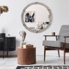 HOMCOM Round Wood Wall Mirror 31 Inch Natural Wood Color for Living Room Bedroom