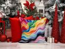 Progress Pride Waves of Unity Throw Pillow Machine Washable, Indoor Outdoor Decorative Pillow for Couch, Bed or Patio, 18Hx18W