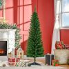 HOMCOM 5' Artificial Pencil Christmas Tree, Slim Xmas Tree with 294 Realistic Branch Tips and Plastic Stand, Green