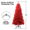 T3637P3398087FT Red Christmas Tree ��� Pure Red PVC Tree with 1066 Tips, Hinged Branches for Easy Setup, Stable Metal Stand, Bold Holiday Decoration