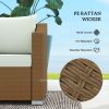 Outsunny Rattan Wicker 3 Seater Patio Couch with Cushions, 2 Throw Pillows, Outdoor Furniture Rattan Sofa, Light Gray