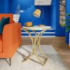 Round End Table Sofa Side Table Small Coffee Table with Metal Frame