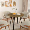 35.43 Inch Round Dining Table, Small Circle Kitchen Table with Metal Black Legs for 2-4 people,Modern Dining Room Table, Brown