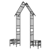 Metal Garden Arch with Adjustable Width W68.11''~W94.29'' Climbing Plants Support Rose Arch Outdoor Black