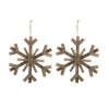 17.7" x 17.7" Large Fir Wood Snowflake Ornaments, Hanging Home Decor Accents for Christmas Tree, Wall Art, Holiday Display, Set of 2