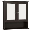 Brown bathroom cabinet with mirror