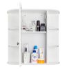 3-tier Single Door Mirror Indoor Bathroom Wall Mounted Cabinet Shelf White