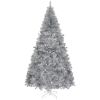 8 FT Artificial Christmas Tree, Unlit Hinged Christmas Pine Tree with 1350 Branch Tips and Sturdy Metal Stand, Silver