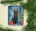 Curly-Coated Retriever Christmas Reindeer Porcelain Ornament Christmas Tree Hanging Decorations for Home Christmas Holiday, Rectangle, Gift
