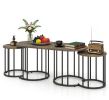 Set of 3 Nesting Coffee Table with Faux Marble Tabletop And Gold Metal Frame Living Room Decorative Small Space Saving Table