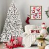 4FT Flocked Christmas Tree with 150 UL Lights and 21 Natural Pine Cones ��� Snowy PVC Tips, 366 Tips, Hinged Structure, Stable Metal Stand, Easy Setup