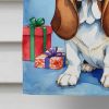 Basset Hound Christmas Reindeer House Flag Large Porch Sleeve Pole Decorative Outside Yard Banner Artwork Wall Hanging, Polyester, House Size, Multico