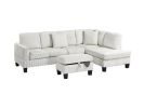 3pc Sectional Set RAF Chaise LAF Sofa Storage Ottoman Beige Color Corduroy Couch Pillows Modern Living Room