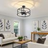 Industrial Semi Flush Mount Ceiling Light,4 Light Rustic Metal Ceiling Light Fixture