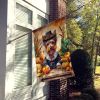 Yorkshire Terrier Thanksgiving House Flag Large Porch Sleeve Pole Decorative Outside Yard Banner Artwork Wall Hanging, Polyester, House Size