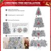 8 FT Artificial Christmas Tree, Unlit Hinged Christmas Pine Tree with 1350 Branch Tips and Sturdy Metal Stand, Silver